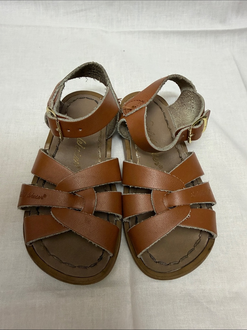 Salt Water Kids Brown Ankle-Strap Leather Sandals